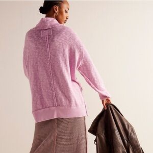 NWT We The Free oversized Timmy Turtleneck Purple Distressed Sweater size S